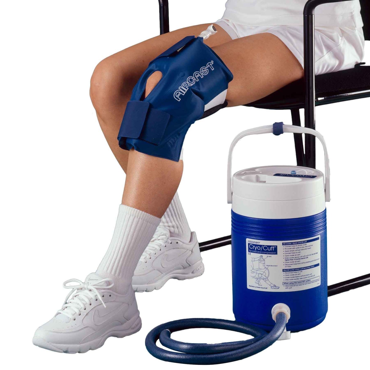Aircast Knee Cryo/Cuff with Cryo/Cuff Cooler – Complete Cold Compression Therapy System for Knee Injury Recovery and Pain Relief