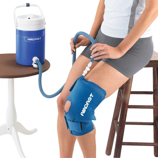 Aircast Knee Cryo/Cuff with Cryo/Cuff Cooler – Complete Cold Compression Therapy System for Knee Injury Recovery and Pain Relief