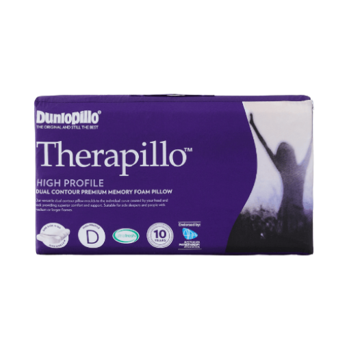 Therapillo Contoured Memory Foam Pillow by Dunlopillo – Orthopedic Support for Neck & Shoulder Relief, Ideal for Side Sleepers